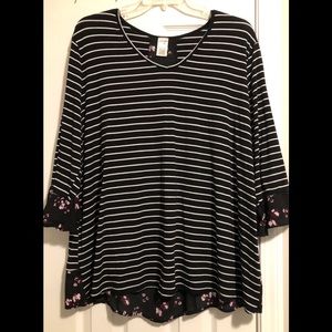 Terra & Sky black striped top with back tie detail